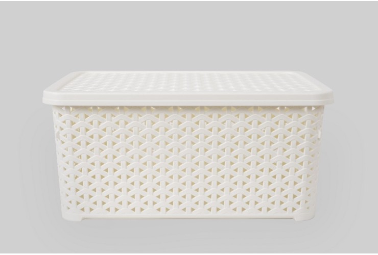 Корзинка с крышкой 10 л молочный (K13-010)