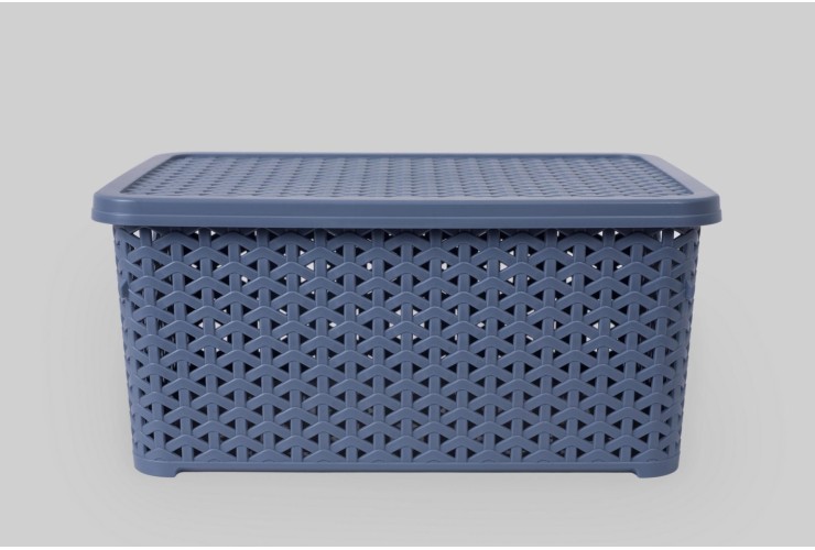 Корзинка с крышкой 10 л серо-голубой (K13-121)