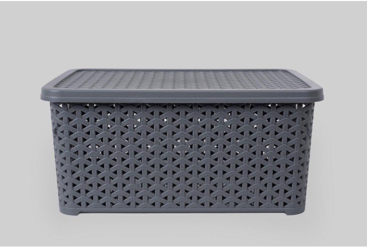 Корзинка с крышкой 10 л серый (K13-130)