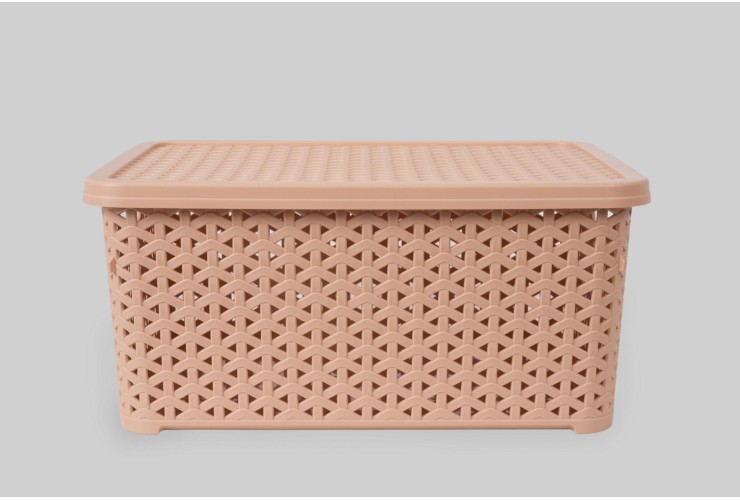 Корзинка с крышкой 10 л бежевый (K13-406)