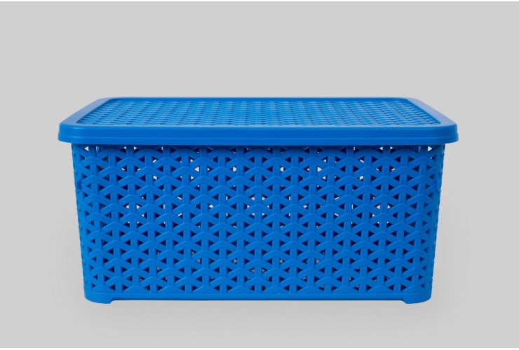 Корзинка с крышкой 10 л голубой (K13-439)