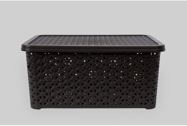 Корзинка с крышкой 10 л коричневый (K13-534)