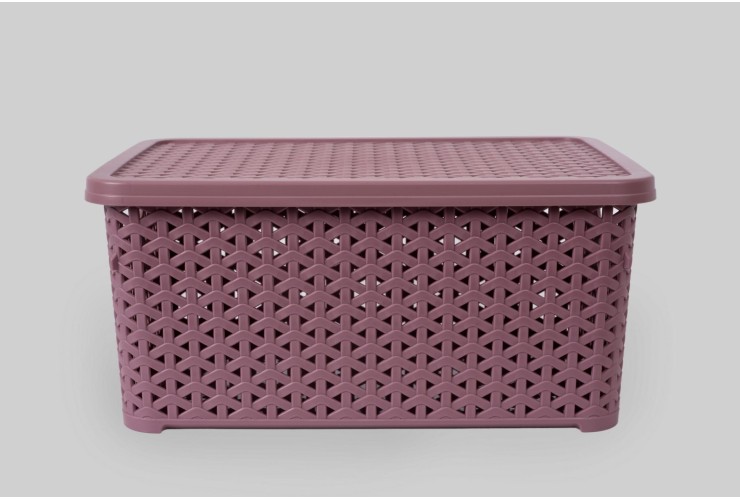 Корзинка с крышкой 10 л тёмно-пудровый (K13-803)