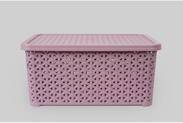 Корзинка с крышкой 10 л пудровый (K13-805)