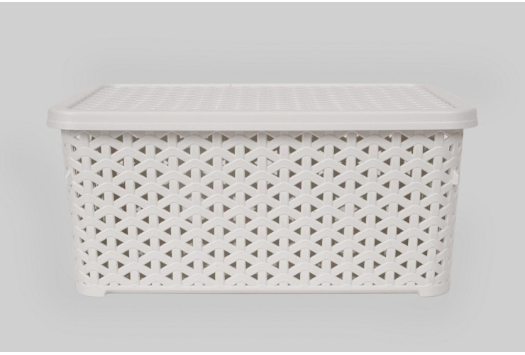 Корзина с крышкой низкая 6 л молочный (K12-010)