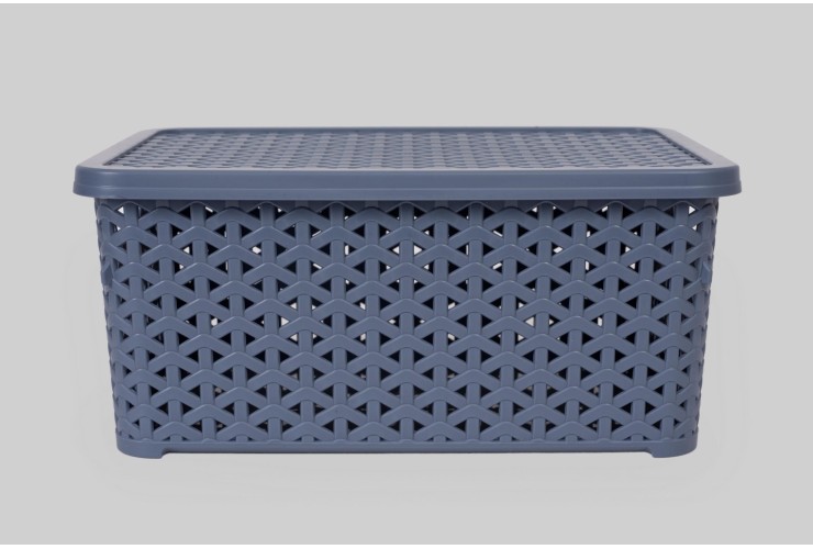 Корзина с крышкой низкая 6 л серо-блакитний (K12-121)