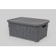 Корзина с крышкой низкая 6 л серый (K12-130)