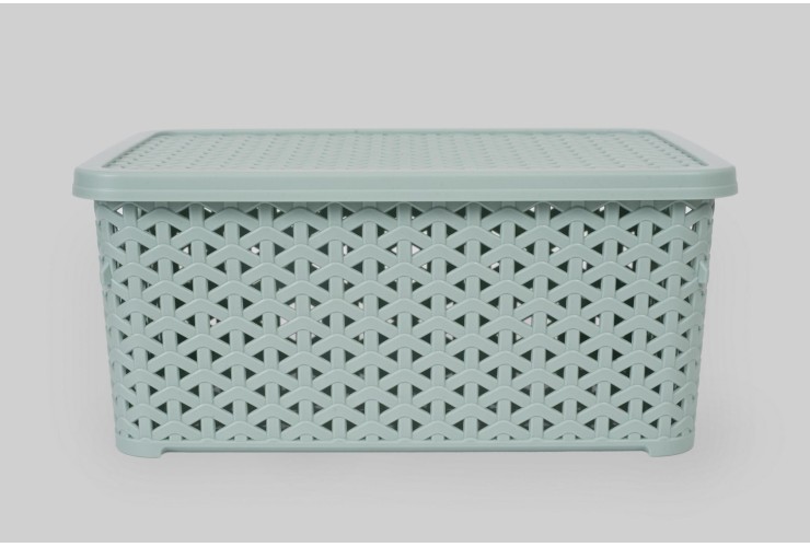 Корзина с крышкой низкая 6 л светло-фисташковый (K12-374)