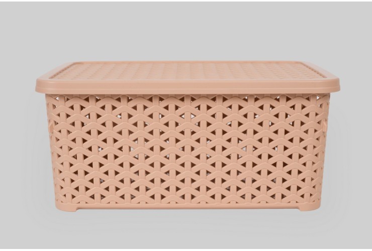 Корзина с крышкой низкая 6 л бежевый (K12-406)