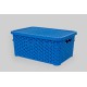 Корзина с крышкой низкая 6 л голубой (K12-439)