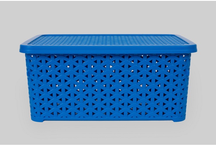 Корзина с крышкой низкая 6 л голубой (K12-439)