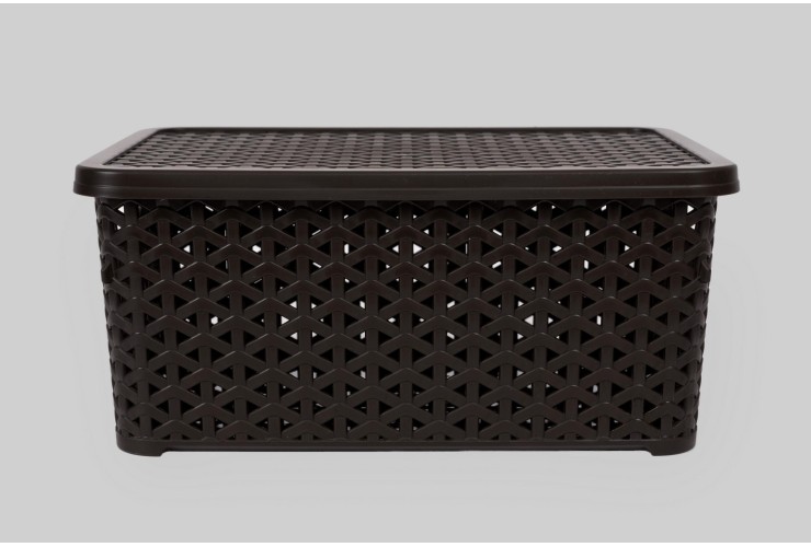 Корзина с крышкой низкая 6 л коричневый (K12-534)