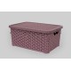 Корзина с крышкой низкая 6 л тёмно-пудровый (K12-803)