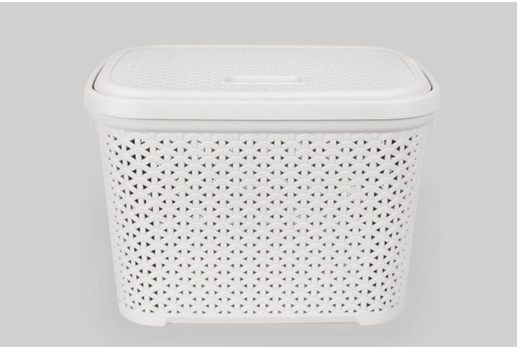 Корзина с крышкой 30 л молочный (K14-010)