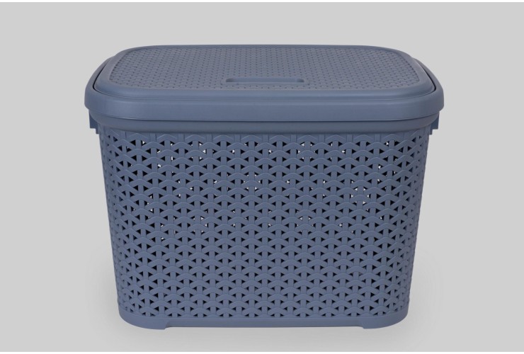 Корзина с крышкой 30 л сиро-блакитний (K14-121)