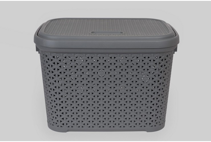 Корзина с крышкой 30 л серый (K14-130)