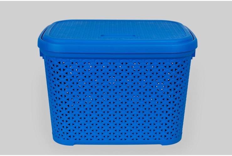Корзина с крышкой 30 л голубой (K14-439)