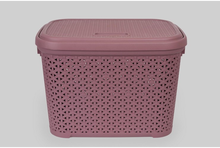Корзина с крышкой 30 л тёмно-пудровый (K14-803)
