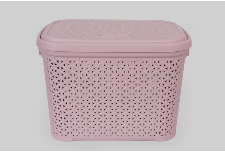 Корзина с крышкой 30 л пудровый (K14-805)